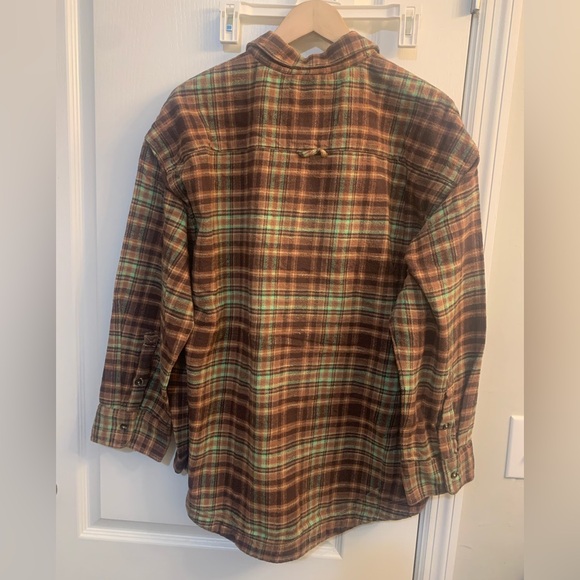 BDG Urban Outfitters Dani Oversized Brown Plaid Flannel Button Up Shirt XL - Picture 3 of 3